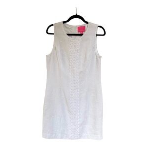 Lilly Pulitzer Mila Sleeveless Stretch Cotton Shift Dress in White Size 10